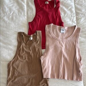 Aritzia Tank Tops Pack - Red, Blush Pink, Brown